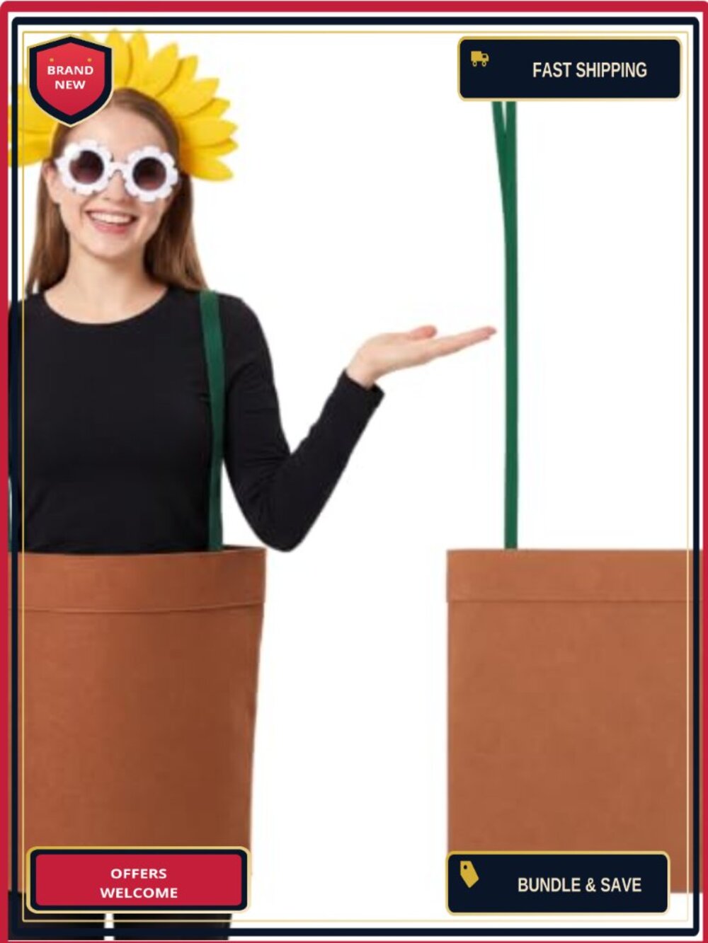 Adult Flower Pot Costume Oversized Felt Dress Halloween Party